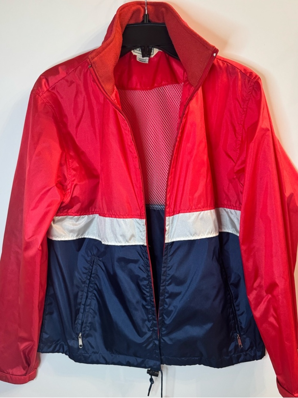 Vintage 90s L.L.Bean Colorblock Windbreaker Jacket Hooded Red Navy Women’s M
